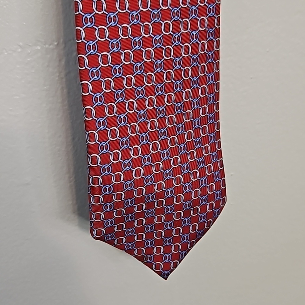 Brooks Brothers Red Geometric Print Silk Tie EUC